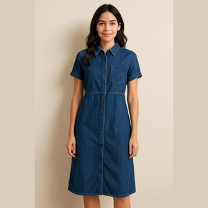 90s vintage denim dress long modest maxi length jean dress y2k shirt dress